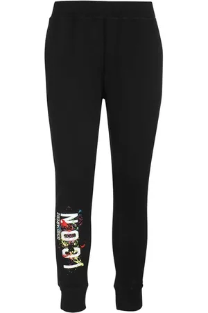 Dsquared2 Bukser, Herre, Sort, 2XL, Bomuld, Sweatpants med trykt logo