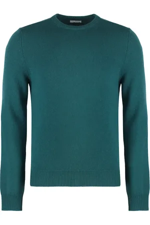 Malo Strik, Herre, Grøn, 3XL, Cashmere, Kashmir Crew-Neck Sweater, Ribstrikket