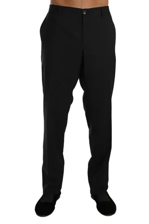 Dolce & Gabbana Bukser, Herre, Sort, 2XL, Uld, Elegant Sort Uld Kjole Bukser