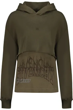 Givenchy Sweathshirts & Hoodies, Dame, Grøn, XS, Bomuld, Broderet bomuldshættetrøje