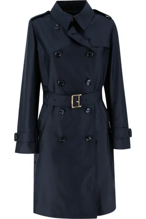 MOORER Frakke, Dame, Blå, S, Klassisk dobbeltradet trenchcoat