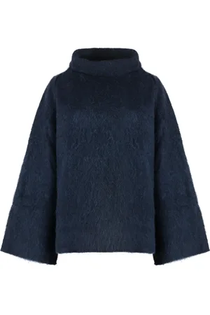 Malo Strik, Dame, Blå, M, Uld, Klokkeærmer Uldblanding Turtleneck Sweater