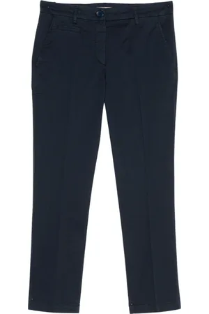 Twin-Set Bukser, Dame, Blå, M, Bomuld, Blå Cropped Chino Bukser
