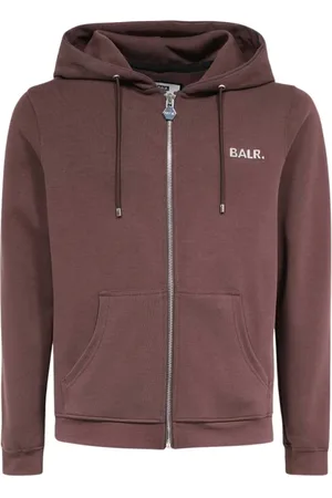 BALR. Sweathshirts & Hoodies, Herre, Brun, S, Bomuld, Ribbed Knit Full Zip Hoodie