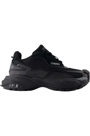 VERSACE Sko, Dame, Sort, 38 EU, Læder, Sort Læder Sneakers - Rund Tå