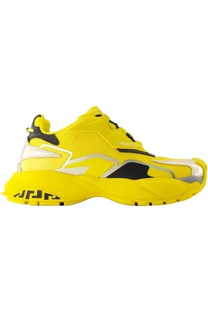 VERSACE Sko, Herre, Gul, 44 EU, Læder, Gul Læder Lav Top Sneakers