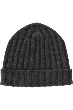 hindustrie Tilbehør, Herre, Grå, ONE SIZE, Kashmir Ribstrikket Beanie Hat Grå