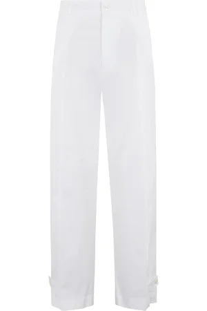 SEMICOUTURE Bukser, Dame, Hvid, XS, Elegant Blomstret Kjole til Kvinder