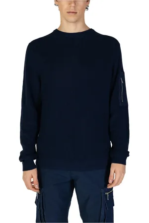 Antony Morato Strik, Herre, Blå, S, Bomuld, Blå Plain Strik Rund Hals Sweater