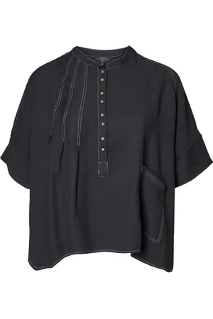 Pont Neuf Bluser & Skjorter, Dame, Sort, XS, Polyester, Sort Oversize Modal Polyester Top