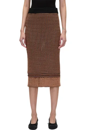 3.1 Phillip Lim Nederdel, Dame, Brun, M, Bi-Color Strik Blyantsnederdel
