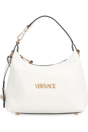 VERSACE Taske, Dame, Hvid, ONE SIZE, Læder, Præget logo læder hobo taske