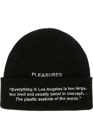 Pleasures Tilbehør, Herre, Sort, ONE SIZE, Uld, Sort Logo Detalje Beanie Hat