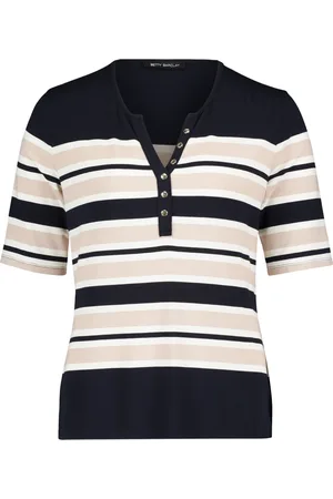 Betty Barclay Top, Dame, Flerfarvet, 4XL, Stribet Basic Skjorte med Knapper