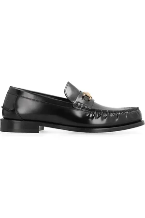VERSACE Sko, Herre, Sort, 40 EU, Uld, Guld-tone Metal Læder Loafers