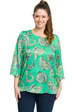 Pont Neuf Bluser & Skjorter, Dame, Grøn, XL, Rayon, Blomstret A-Shape Bluse