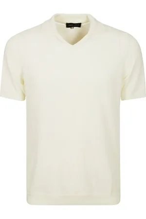 Roberto Collina Top, Herre, Hvid, L, Bomuld, Hvid Bomuld V-Hals Polo Skjorte