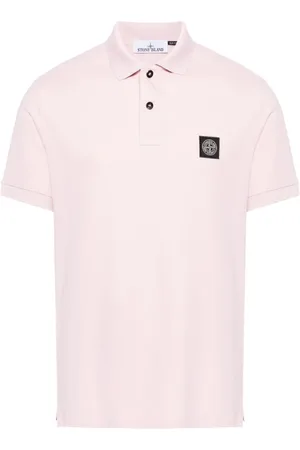 Stone Island Top, Herre, Lyserød, XL, Bomuld, Logo Patch Polo Shirt