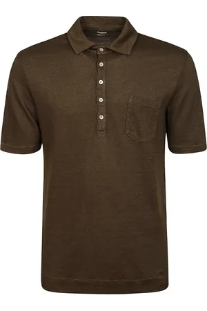 MASSIMO ALBA Top, Herre, Brun, S, Linned, Brun Linned Polo Skjorte med Lomme
