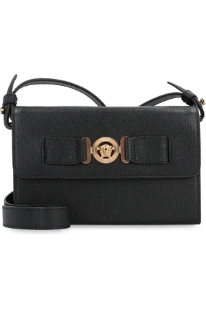VERSACE Taske, Herre, Sort, ONE SIZE, Læder, Biggie læder crossbody taske med klap