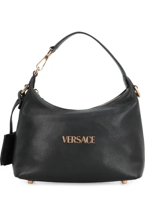 VERSACE Taske, Dame, Sort, ONE SIZE, Læder, Præget logo læder hobo taske