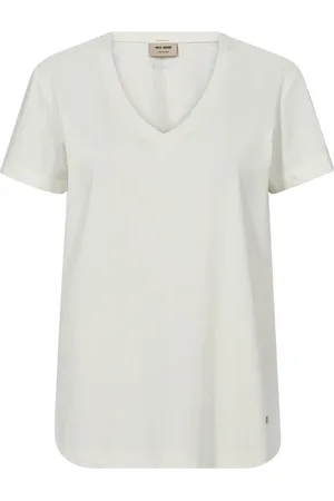 Mos Mosh Top, Dame, Hvid, S, Hvid Basic Tee med V-hals