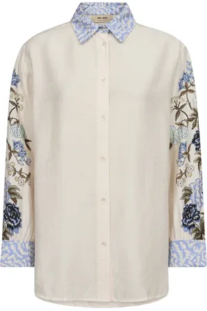 Mos Mosh Bluser & Skjorter, Dame, Flerfarvet, L, Nylon, Blomstret skjorte med kontrastdetaljer