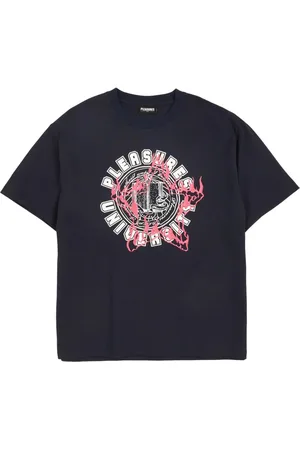 Pleasures Top, Herre, Blå, S, Bomuld, Mørkeblå Universitetslogo Bomuldst-shirt