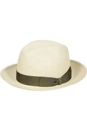 Borsalino Tilbehør, Herre, , 55 CM, Hvid Straw Panama Hat med Logo