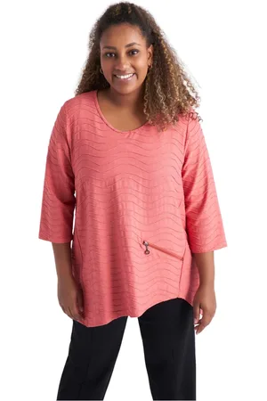 Pont Neuf Bluser & Skjorter, Dame, Rød, XS, Asymmetrisk Bluse med Bølgemønster