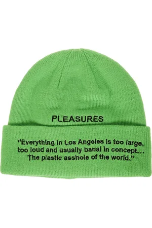 Pleasures Tilbehør, Herre, Grøn, ONE SIZE, Uld, Grøn Logo Detalje Beanie Hat