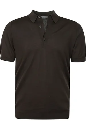 JOHN SMEDLEY Top, Herre, Brun, S, Brun Strikket Poloshirt Korte Ærmer