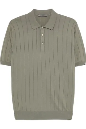 corneliani Top, Herre, Grøn, 2XL, Bomuld, Ribbet Pima Bomuld Polo Skjorte