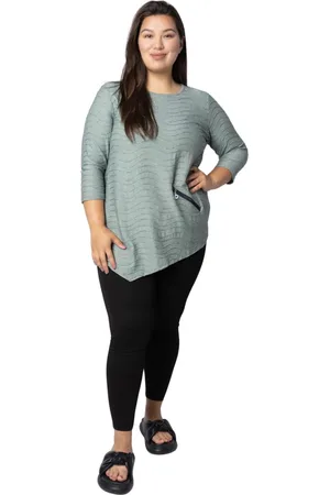 Pont Neuf Bluser & Skjorter, Dame, Grøn, L, Asymmetrisk Bluse med Lynlåsdetalje