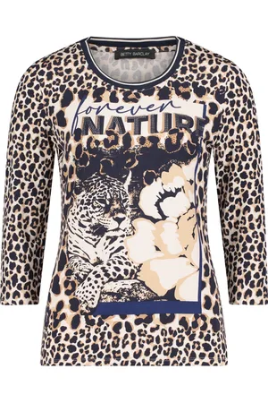 Betty Barclay Top, Dame, Flerfarvet, XL, Uld, Animal Print Basic Skjorte