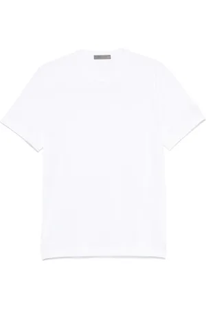 corneliani Top, Herre, Hvid, 2XL, Bomuld, Stretch Bomuld Logo T-Shirt