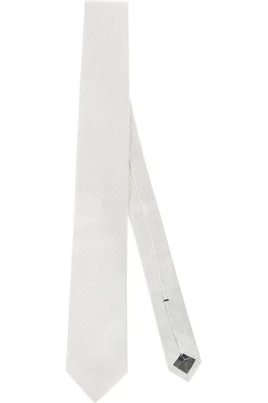Errico Formicola Tilbehør, Herre, Hvid, ONE SIZE, Håndsyet Skræddersyet Silkeslips