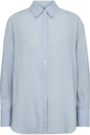 Mos Mosh Bluser & Skjorter, Dame, Blå, XS, Bomuld, Bomuldsskjorte med Voile-detaljer