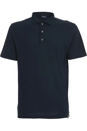 DRUMOHR Top, Herre, Blå, S, Bomuld, Blå Bomuld Linned Polo Skjorte