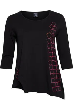 Pont Neuf Bluser & Skjorter, Dame, Sort, S, Trykt tunika med asymmetrisk detalje
