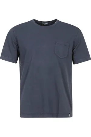 DRUMOHR Top, Herre, Blå, XL, Bomuld, Blå Bomuld T-shirt med Brystlomme