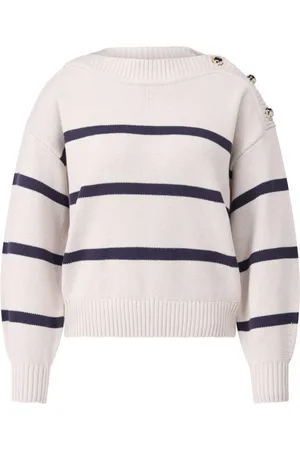 Luisa Cerano Strik, Dame, , XL, Uld, Stribet Skulderknap Pullover