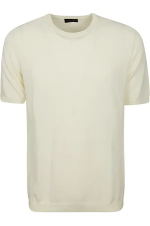 Roberto Collina Strik, Herre, Hvid, 2XL, Bomuld, Hvid Bomuld Sponge Effekt T-shirt