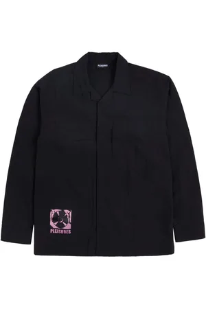 Pleasures Jakke, Herre, Sort, M, Nylon, Sort Nylon Overshirt med Logo Detalje