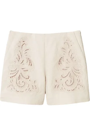 Twin-Set Shorts, Dame, , S, Linned, Broderet Linned Shorts