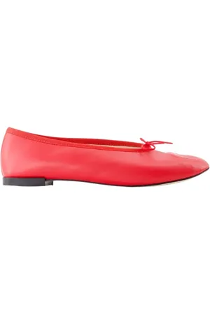 Marine Serre Sko, Dame, Rød, 37 EU, Læder, Rød Læder Ballerina Slip-On Rund Tå