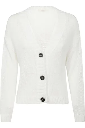 ZANONE Strik, Dame, Hvid, S, Bomuld, Hvid Bomuld Cardigan med Sorte Knapper