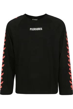Pleasures Top, Herre, Sort, XL, Bomuld, Sort Raglan Langærmet T-shirt