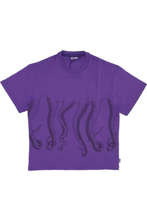 Octopus Top, Herre, Lilla, M, Bomuld, Lilla Outline Tee Kortærmet Skjorte