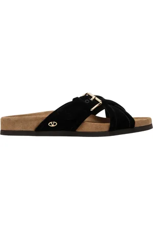 VALENTINO GARAVANI Sko, Dame, Sort, 39 EU, Læder, Lav sandal i trendy stil